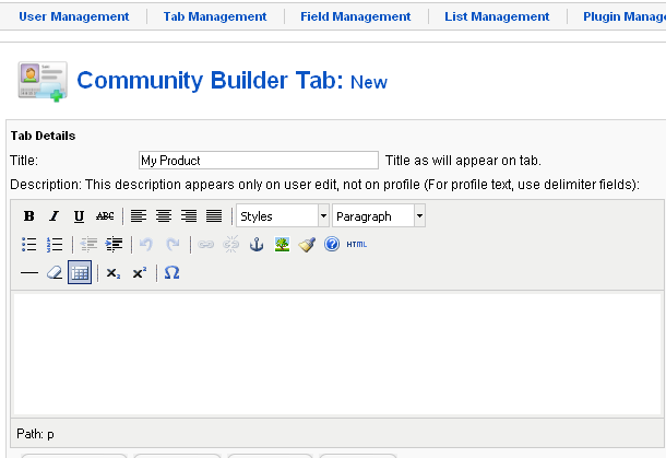 Tab Display community builder