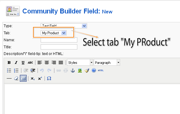 Tab selection community builder