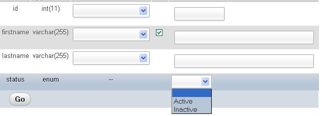 set enum in mysql