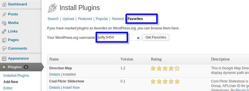 Simple Plugin Install with Favorites