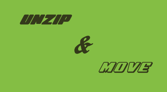 unzip file and move to destination folder in php