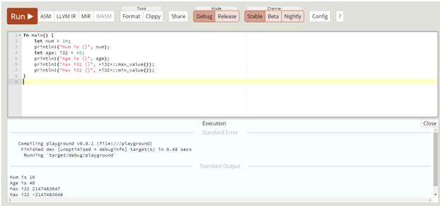 i8 i16 i32 i64 isize primitive datatype in rust