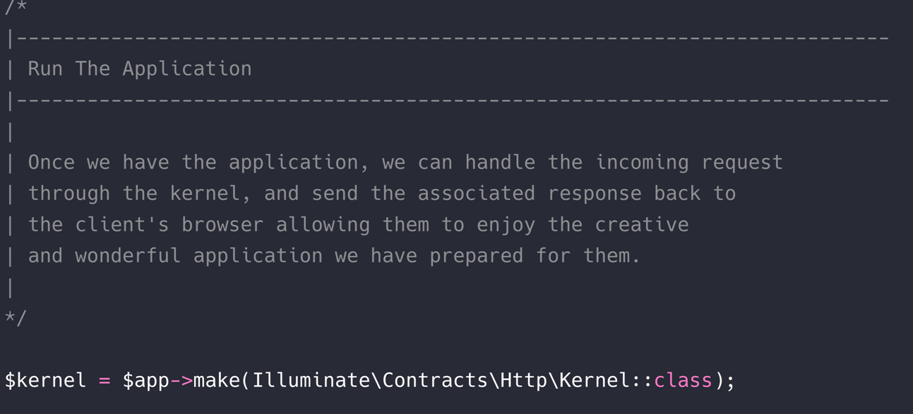 run the application - laravel core